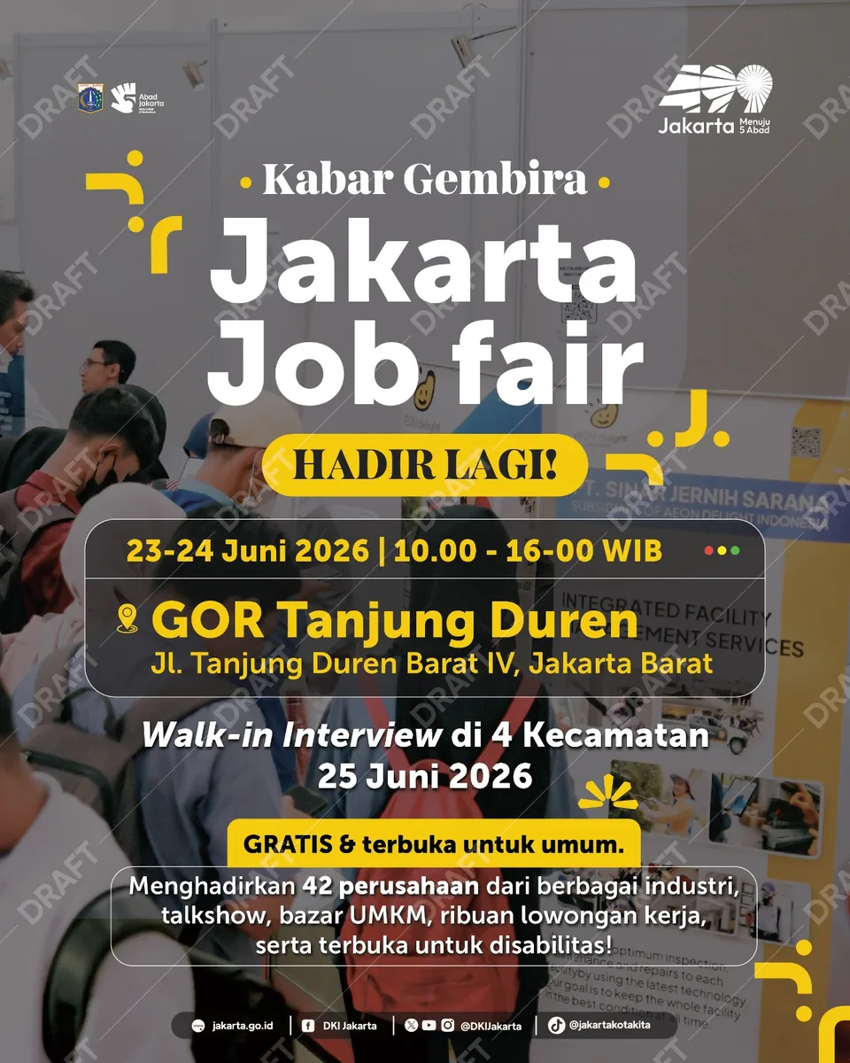 Job Fair Kabupaten Jember 2026 (Suku Dinas TKTE Wilayah Kabupaten Jember Barat) : 23-24 Juni 2026
